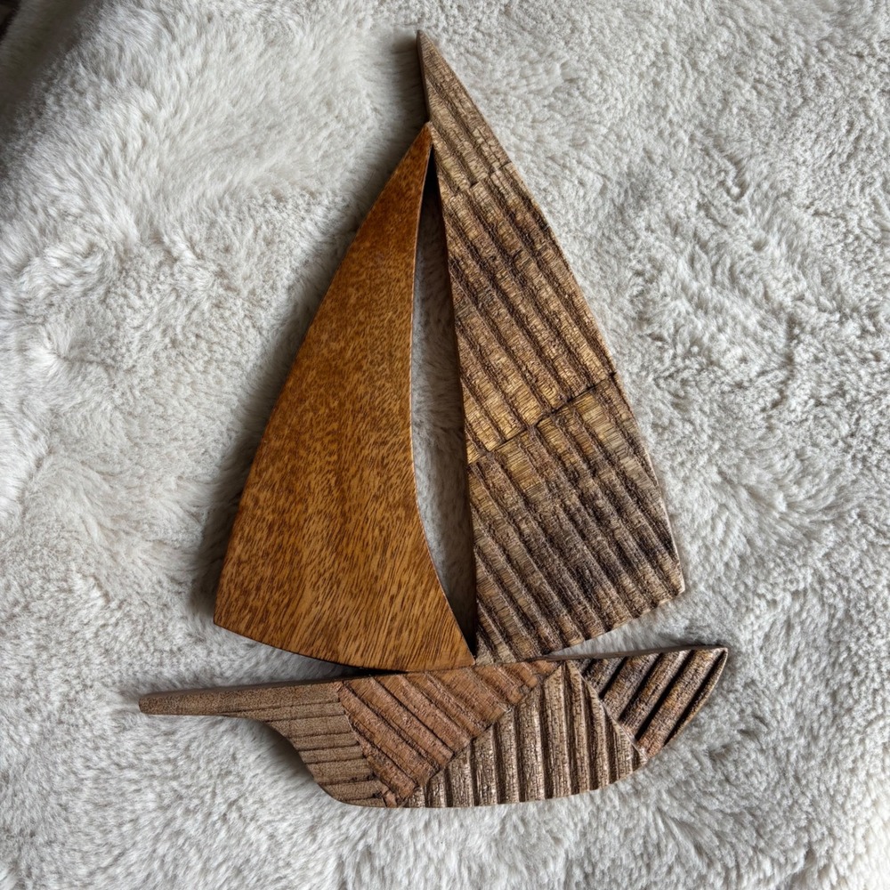 Crane USA Sailboat Wall Decor Unisex Brown Excellent Wood Nautical‎ Nursery